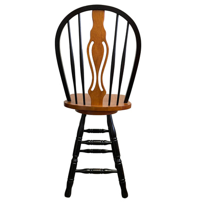 Black Cherry Selections 24" Keyhole Windsor Barstool | Counter Height Stool | Antique Black with Cherry Accents