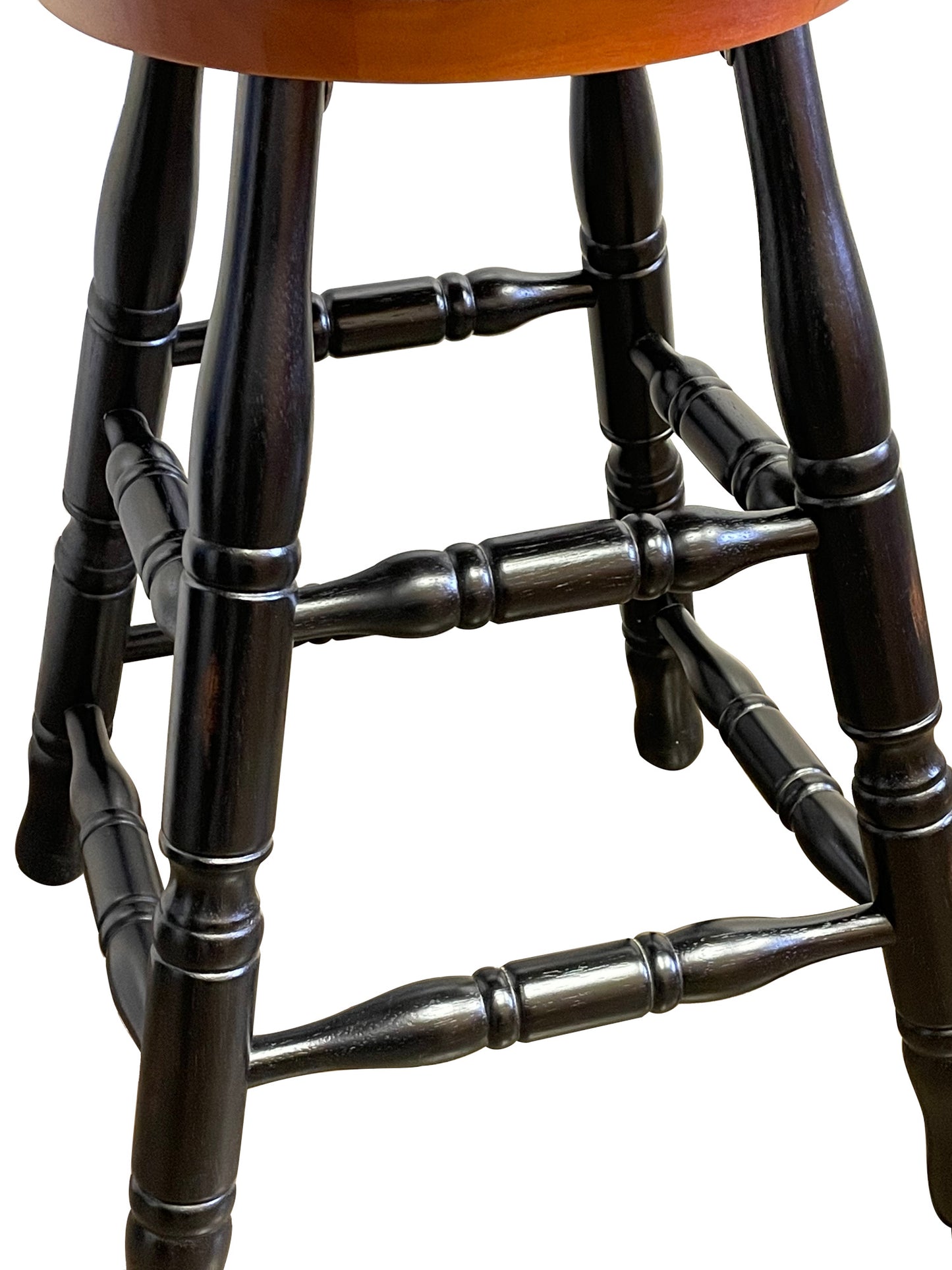 Black Cherry Selections 24" Keyhole Windsor Barstool | Counter Height Stool | Antique Black with Cherry Accents