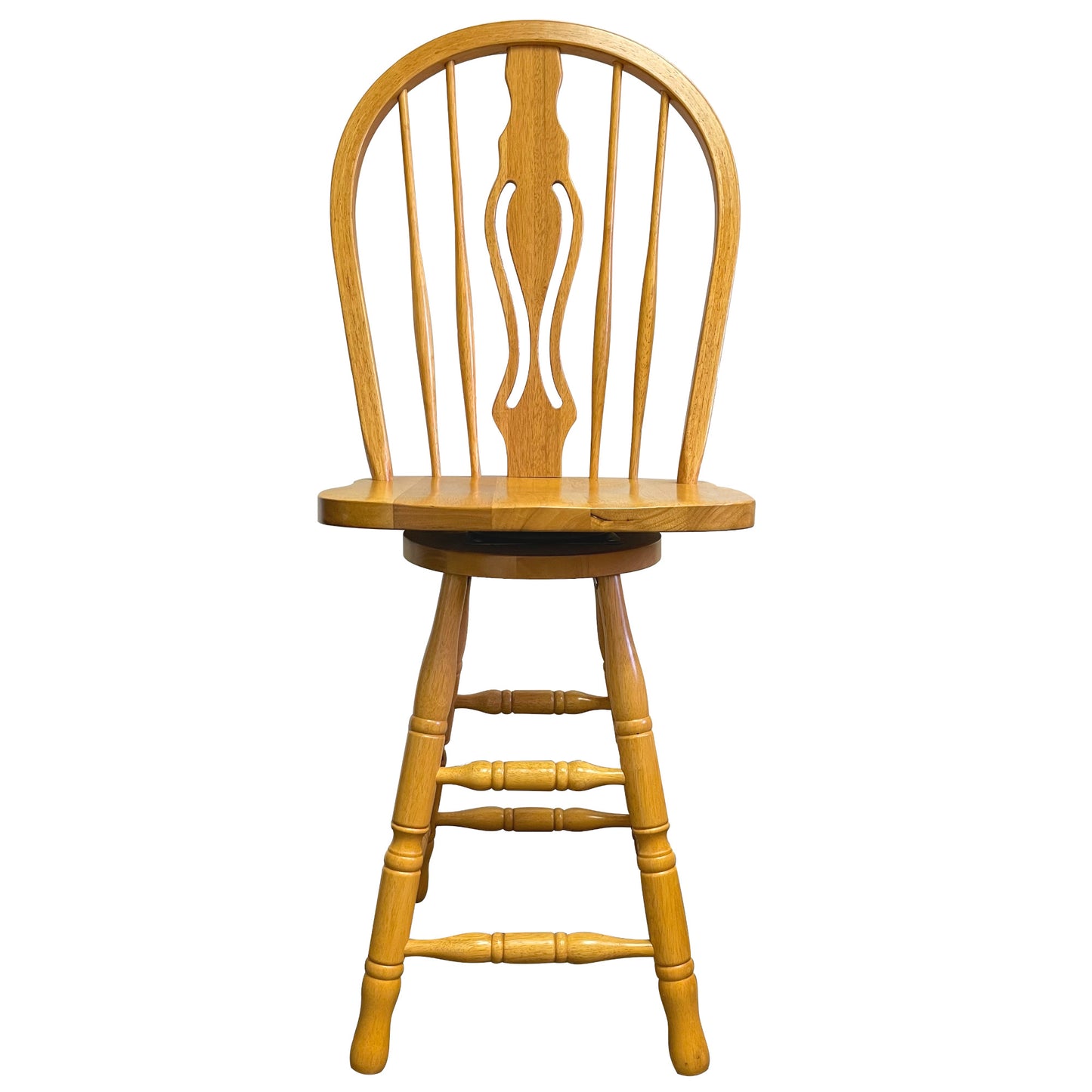 Oak Selections 24" Keyhole Windsor Barstool | Swivel Counter Height Stool | Light Oak