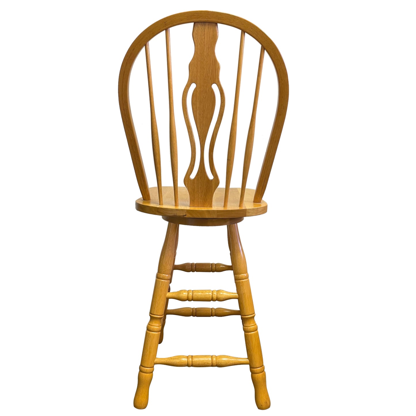 Oak Selections 24" Keyhole Windsor Barstool | Swivel Counter Height Stool | Light Oak